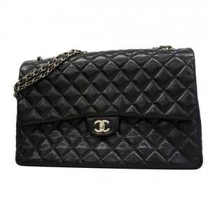 Chanel Shoulder Bag, Large Matelassé, Double Chain, Caviar Leather, Black/Cha...